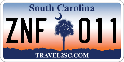 SC license plate ZNF011