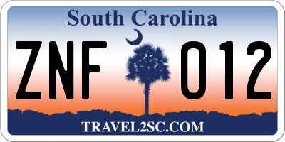 SC license plate ZNF012