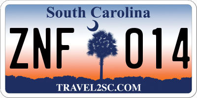 SC license plate ZNF014