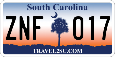 SC license plate ZNF017