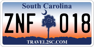 SC license plate ZNF018