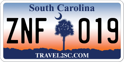 SC license plate ZNF019