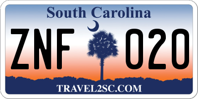 SC license plate ZNF020