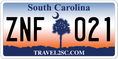 SC license plate ZNF021