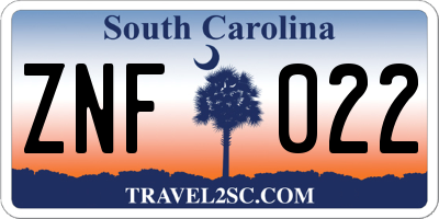 SC license plate ZNF022