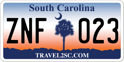 SC license plate ZNF023