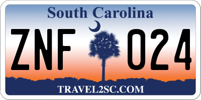 SC license plate ZNF024