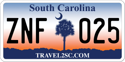 SC license plate ZNF025