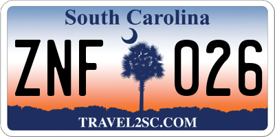 SC license plate ZNF026