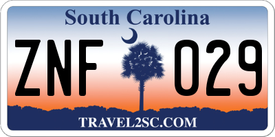 SC license plate ZNF029