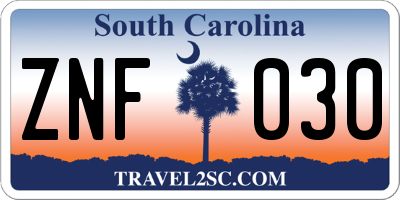 SC license plate ZNF030