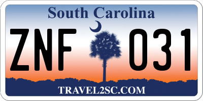 SC license plate ZNF031