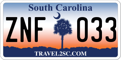 SC license plate ZNF033