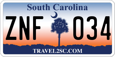 SC license plate ZNF034