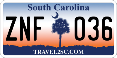 SC license plate ZNF036