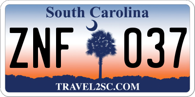 SC license plate ZNF037