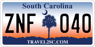 SC license plate ZNF040