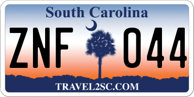 SC license plate ZNF044