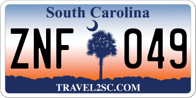 SC license plate ZNF049