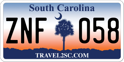 SC license plate ZNF058