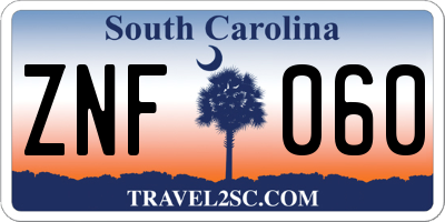 SC license plate ZNF060