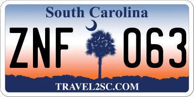 SC license plate ZNF063