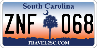 SC license plate ZNF068