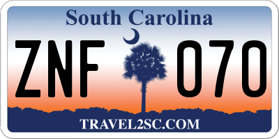SC license plate ZNF070