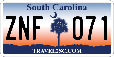 SC license plate ZNF071