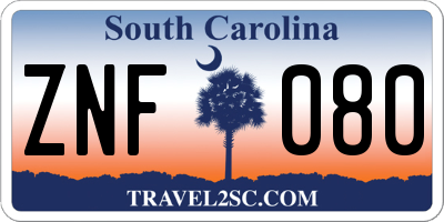 SC license plate ZNF080