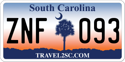 SC license plate ZNF093