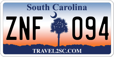 SC license plate ZNF094