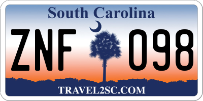 SC license plate ZNF098