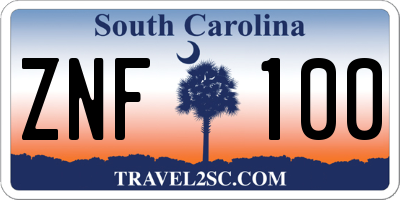 SC license plate ZNF100