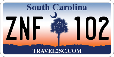 SC license plate ZNF102