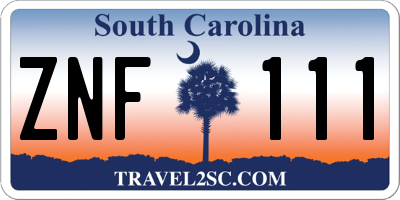 SC license plate ZNF111