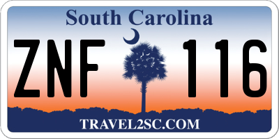 SC license plate ZNF116