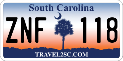 SC license plate ZNF118