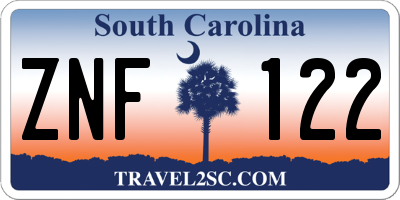 SC license plate ZNF122