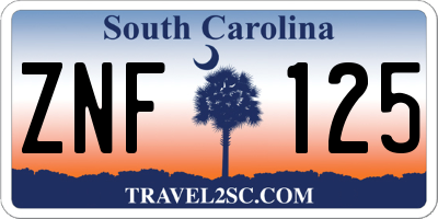 SC license plate ZNF125