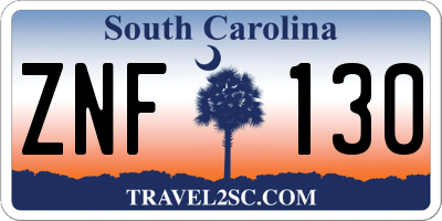 SC license plate ZNF130