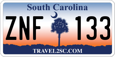 SC license plate ZNF133