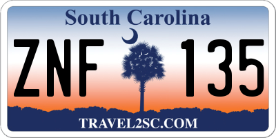 SC license plate ZNF135