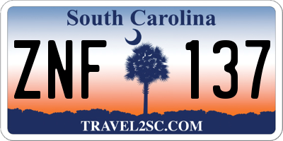 SC license plate ZNF137