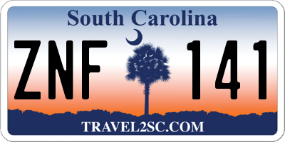 SC license plate ZNF141