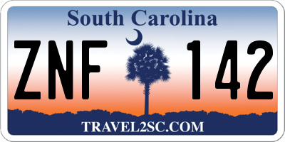 SC license plate ZNF142