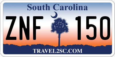 SC license plate ZNF150