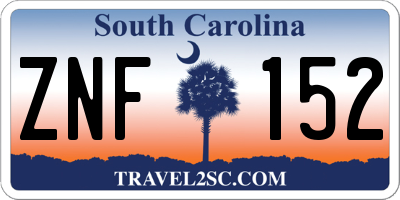 SC license plate ZNF152