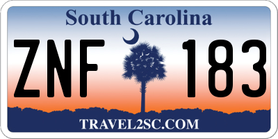 SC license plate ZNF183