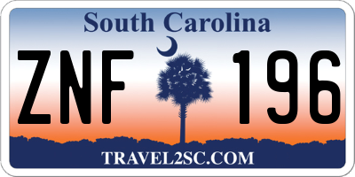 SC license plate ZNF196